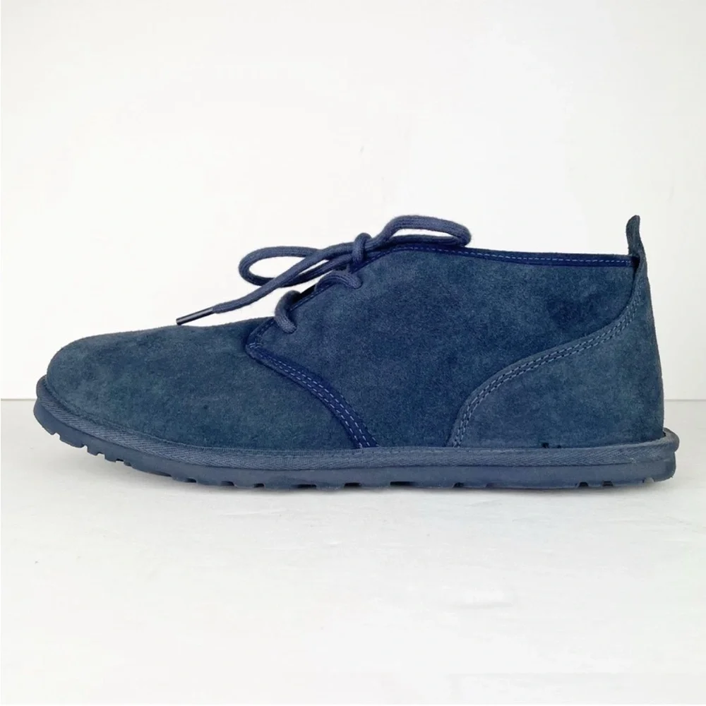 UGG Neumel Navy Blue Suede Leather Shearling Lace Up Warm Cozy Ankle Boots